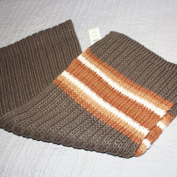 Duluth Trading Company Heavy Knitted Scarf Green Brown Orange 68X13 Thick NWT - Picture 2 of 5